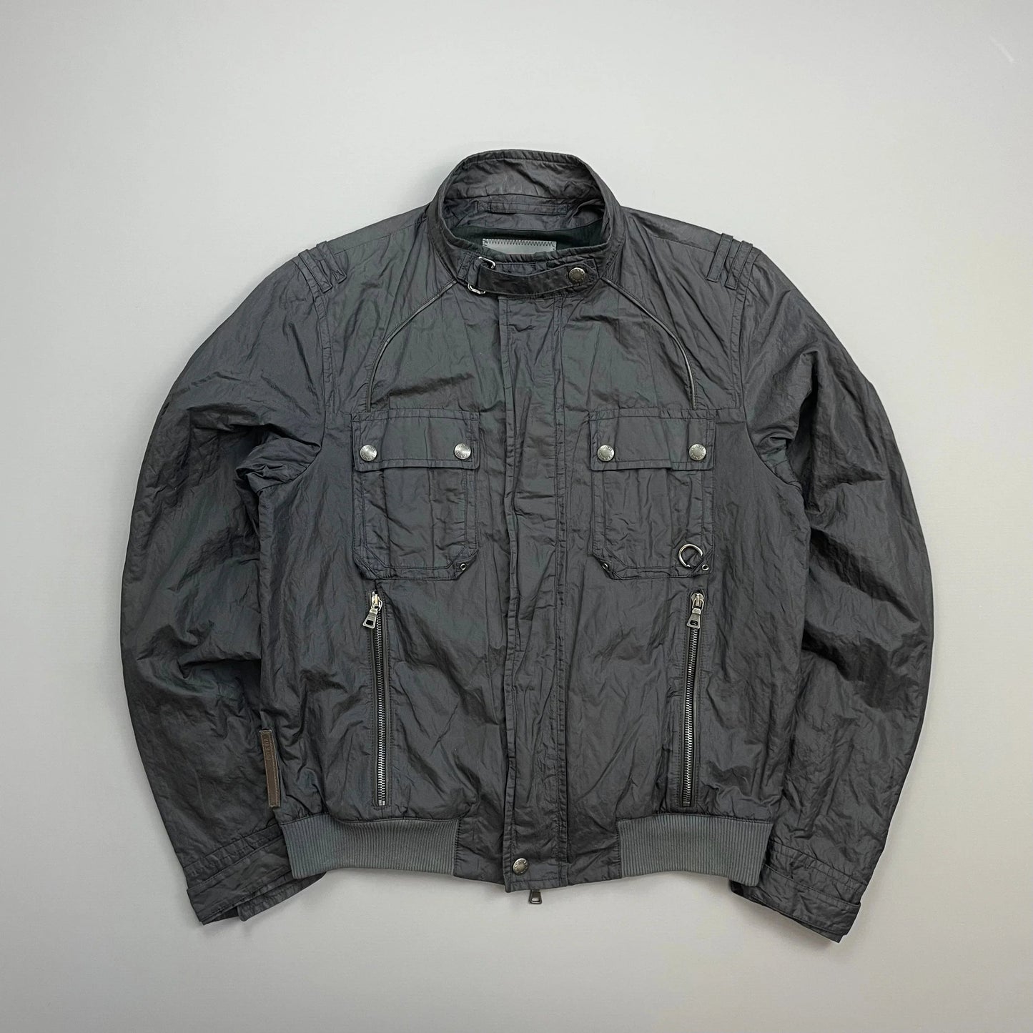 Prada Handbag Sport Grey Mixed Biker Jacket Nylon Metal Gray