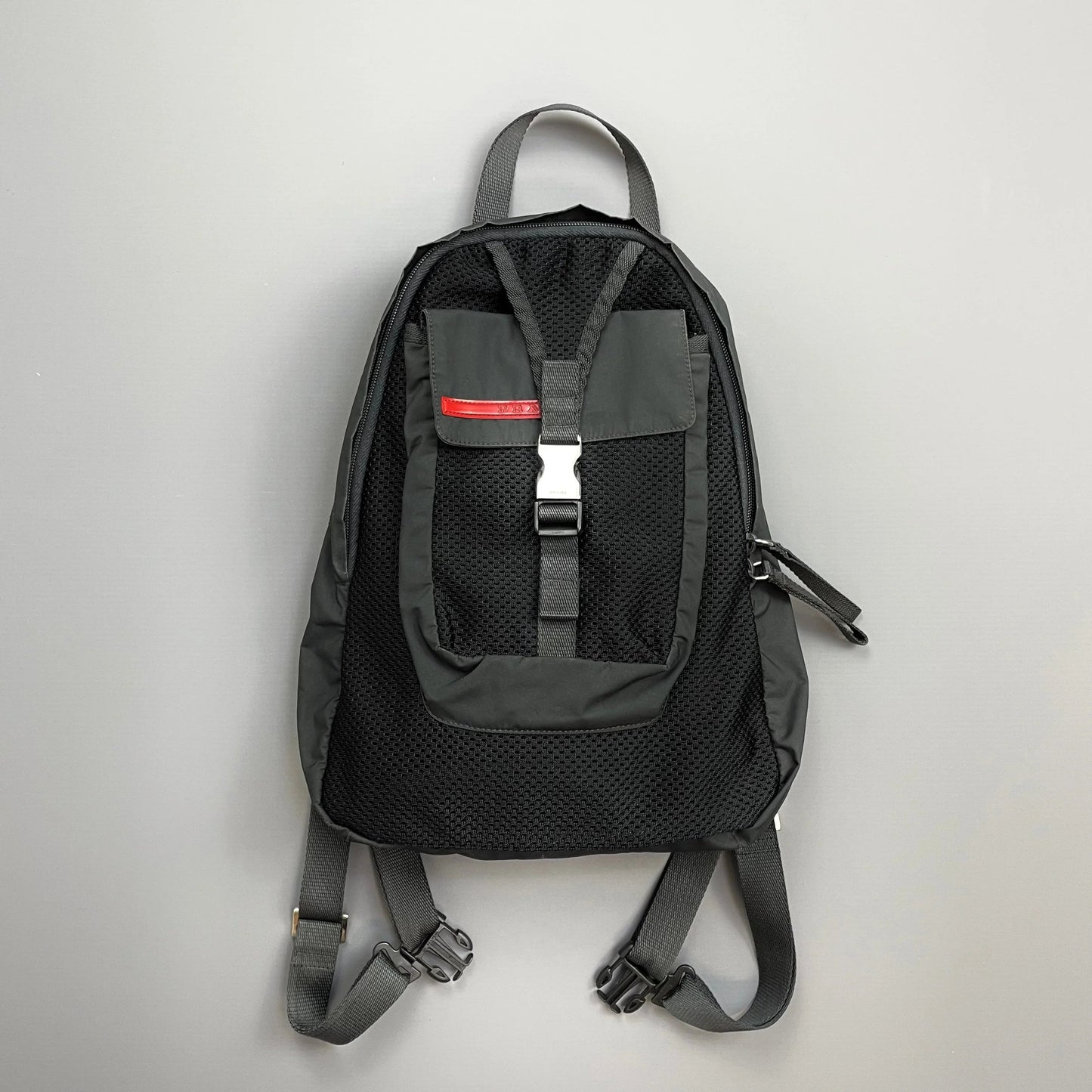 Prada Backpack Sport Grey & Mesh Black Gray