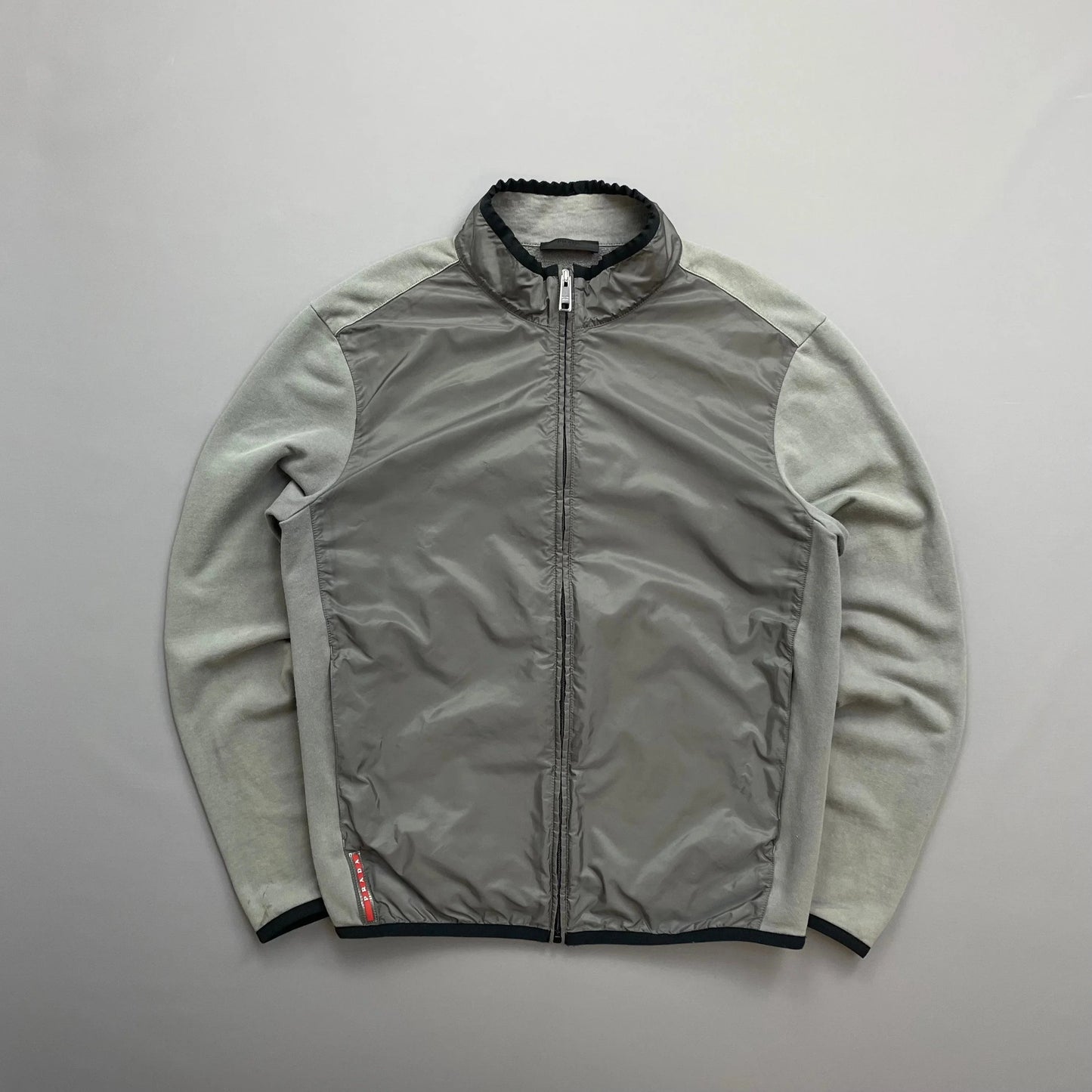 Prada Handbag Sport Grey Torso -Through Lightweight Jacket Nylon Gray Zip