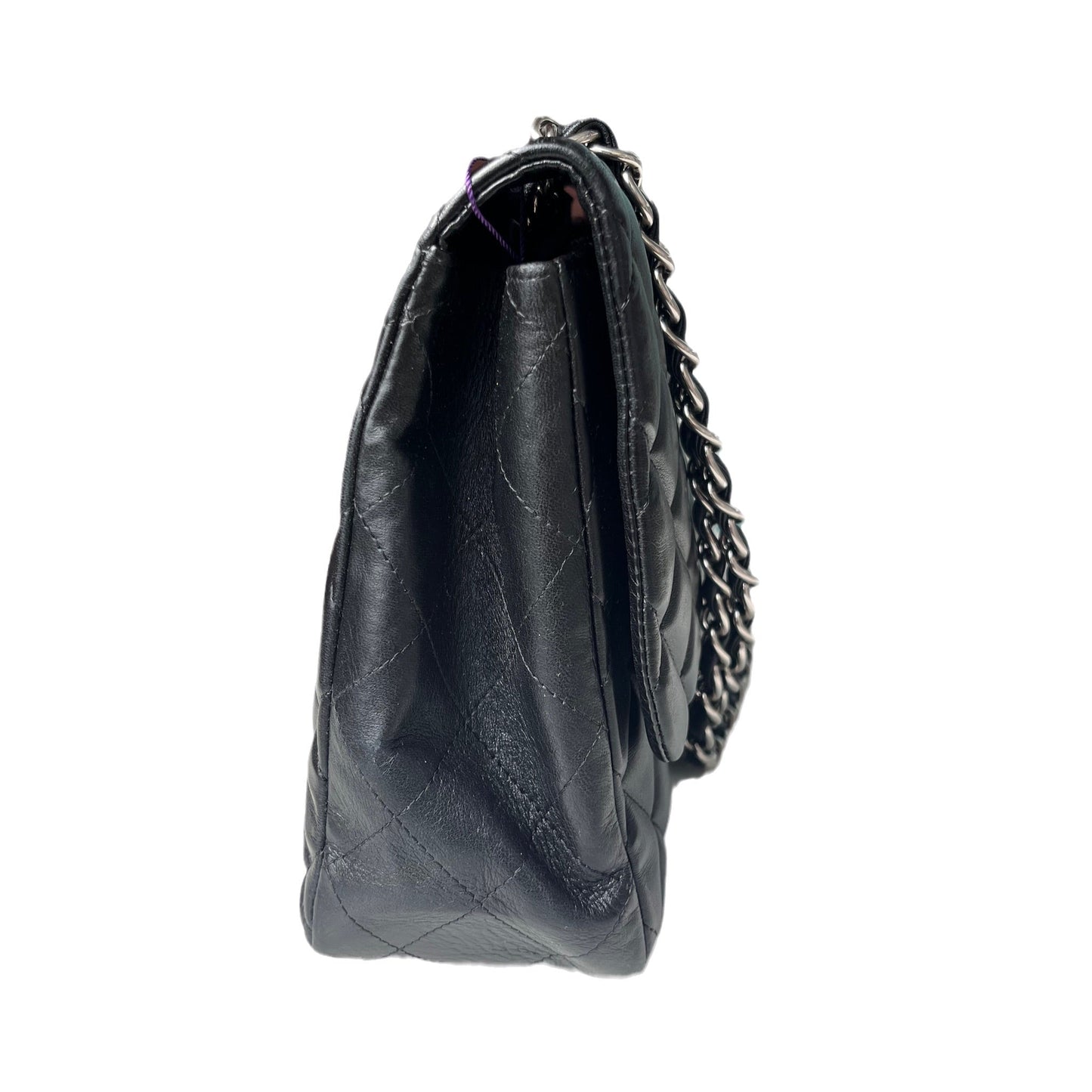 Chanel Classic Flap Jumbo Lambskin hardware Black Silver Leather Handbag Hardware 1