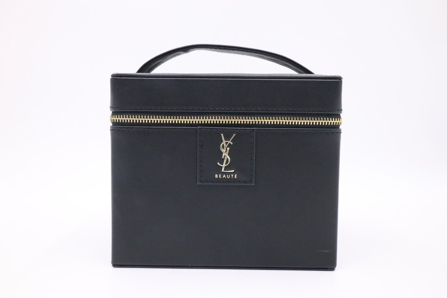 YSL Saint Laurent Vanity Case In Travel Bag Leather Black