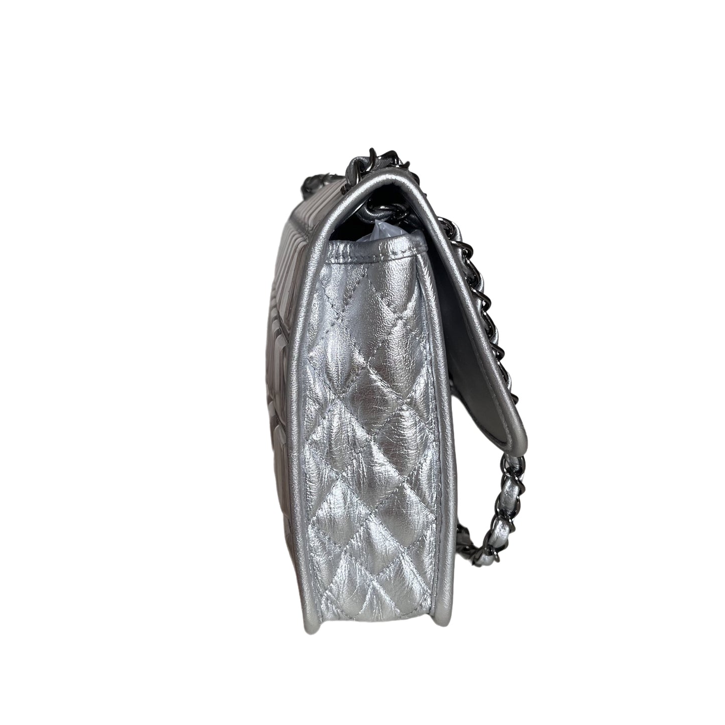 Chanel Ice Cube Chocolate Bar Classic Flap Silver Leather Handbag Classic Flap