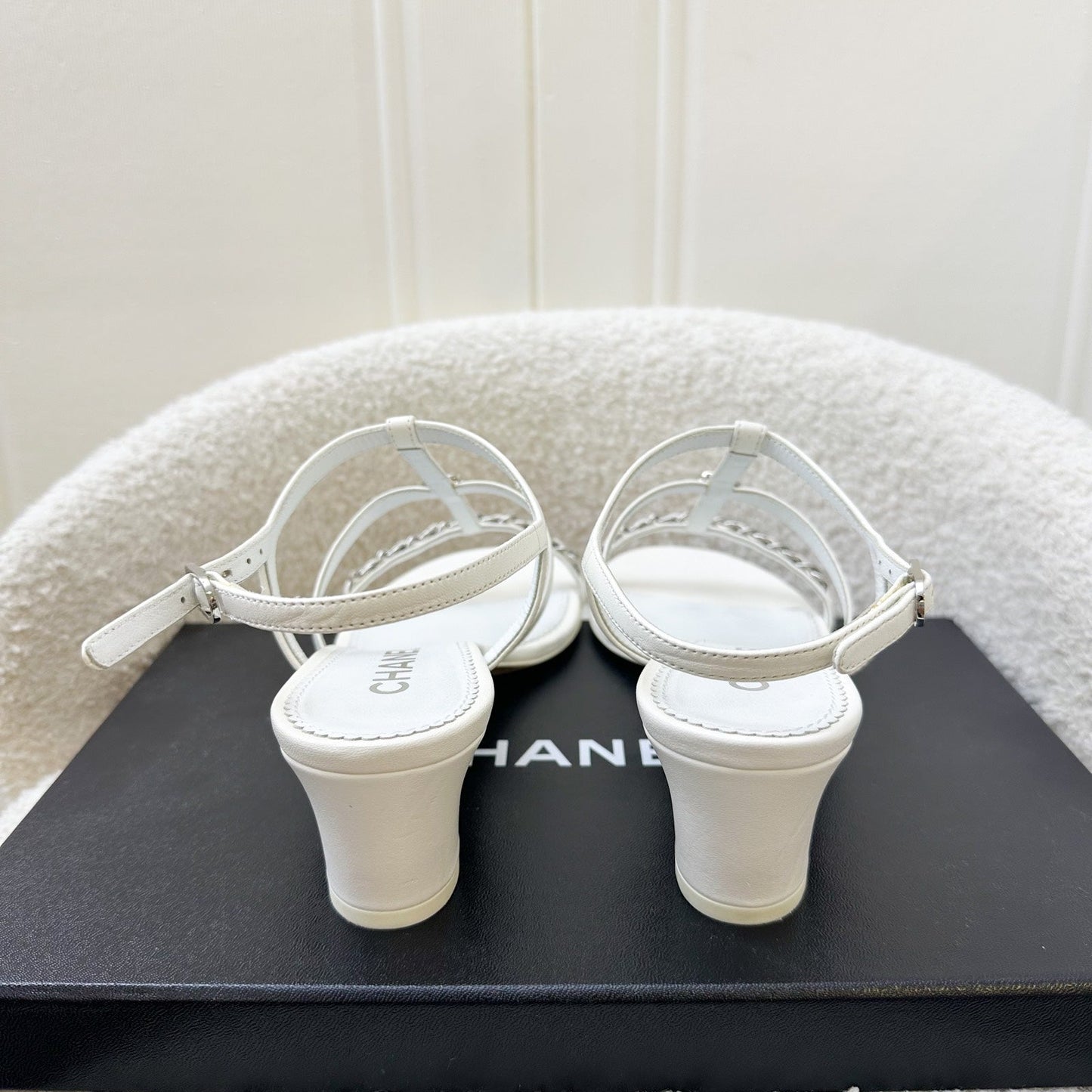 Chanel Heeled Sandals in White Size 38C