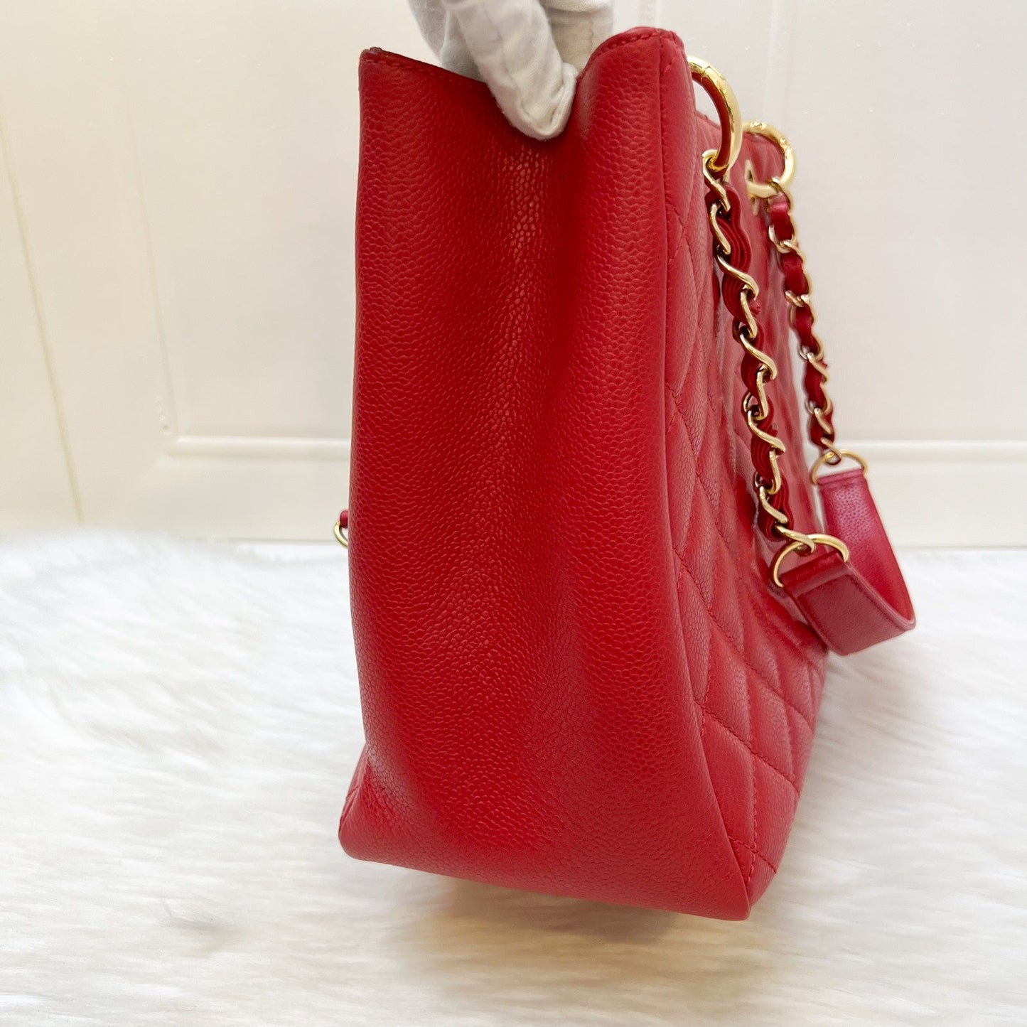 Chanel Grand Shopping Tote Gst In Red Caviar And Ghw
