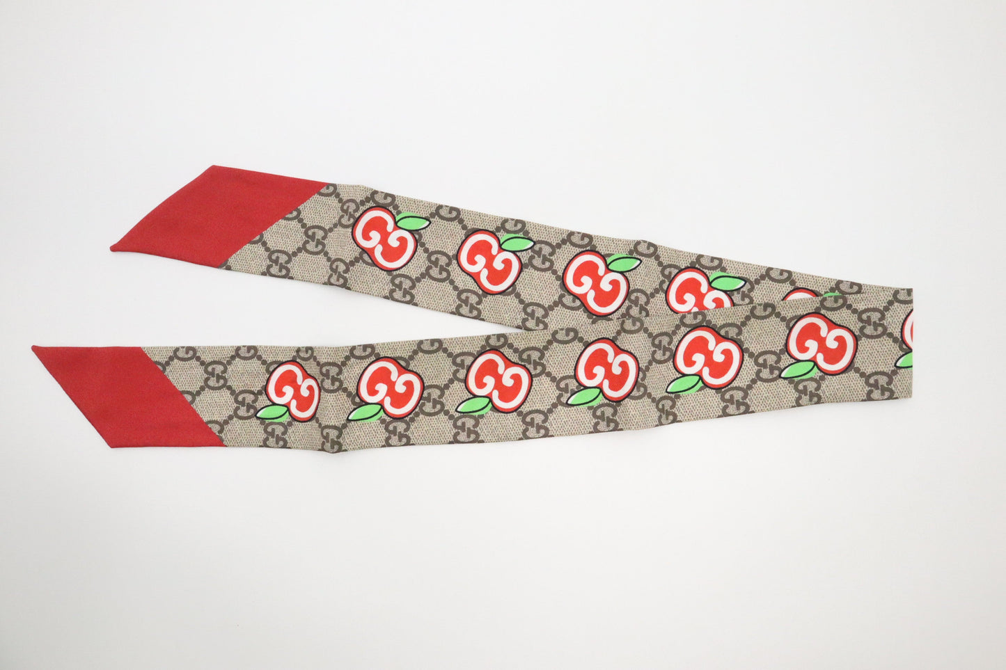 Gucci Twilly GG Supreme Apples Silk Scarf