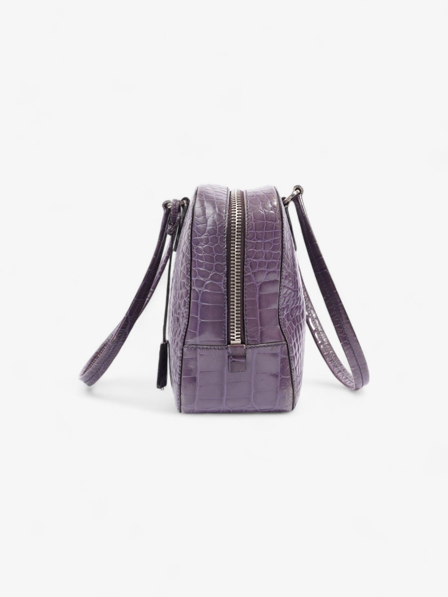 Prada Bauletto Bag Leather Purple Embossed Shoulder Bag Purple Embossed Leather