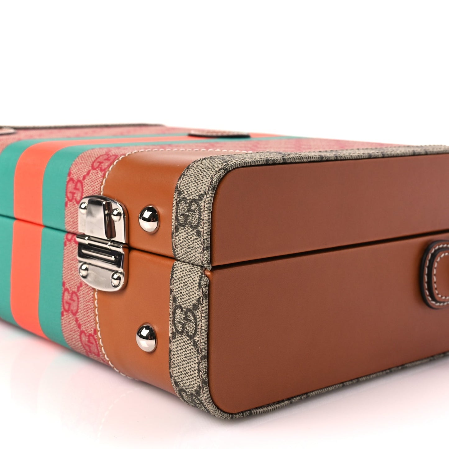 Gucci X DANS LE VERT GG Supreme Monogram Cuoio Web Mini Retro Interlocking G Beauty Case Beige Rosso Ebony Harness Brown