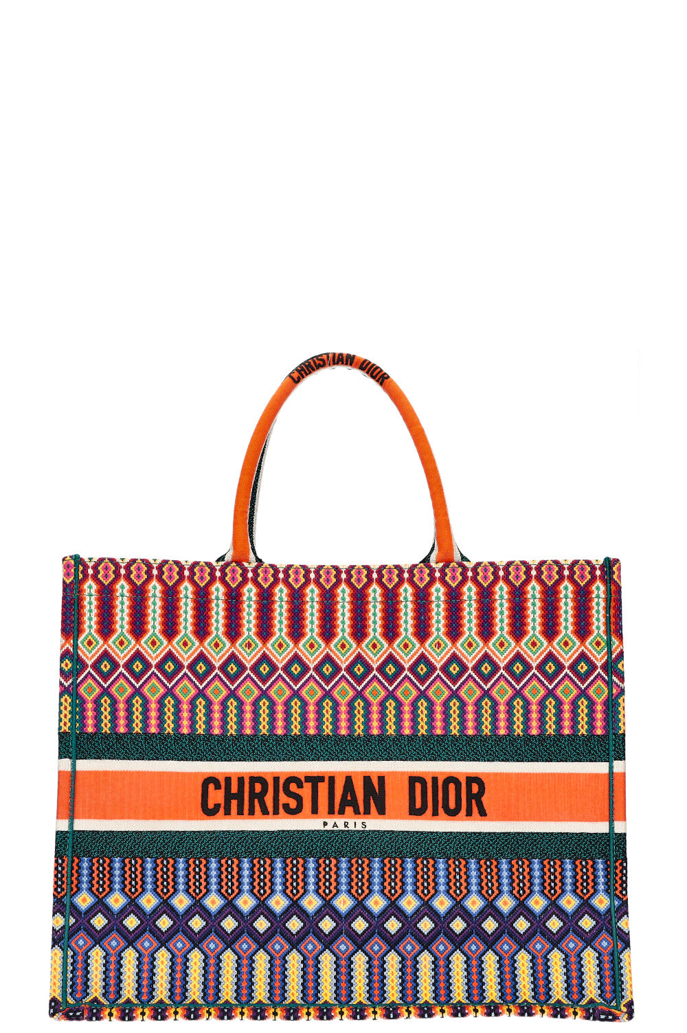 Dior Tote Bag Book Tote Green Orange Large