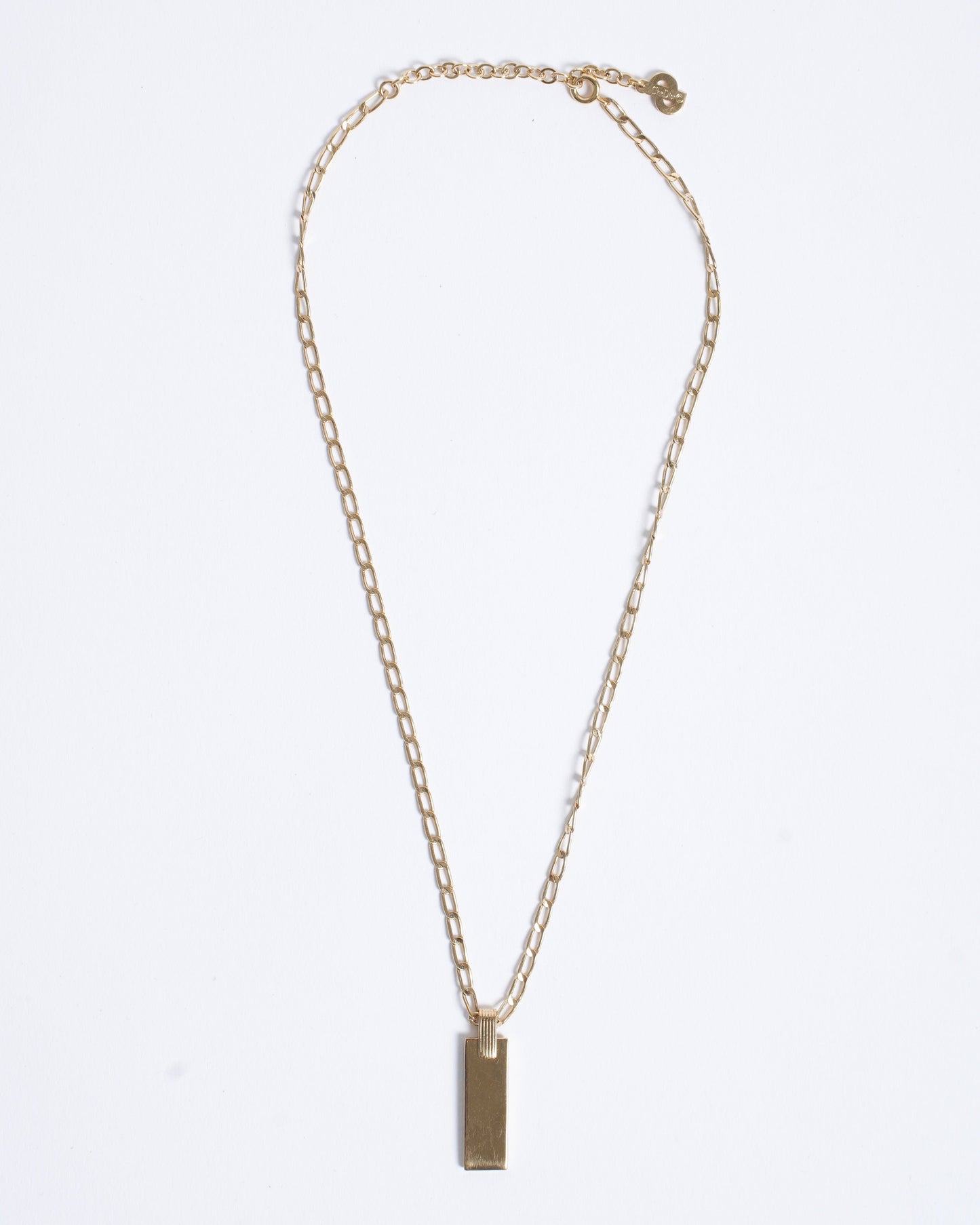 Dior Handbag Christian Plated Rectangular Pendant Made In Germany Gold Jewelry
