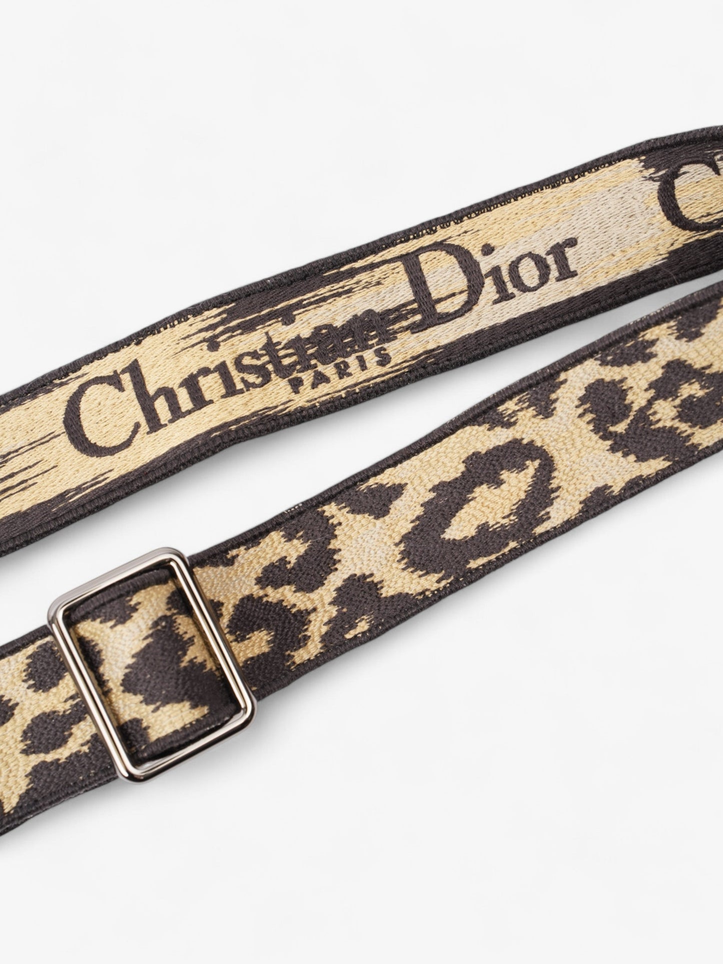 Dior Christian Animal Print Bag Strap Canvas Black Beige Travel Bag