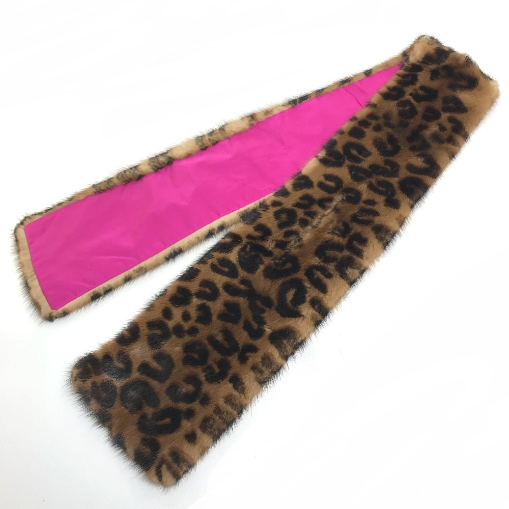 Louis Vuitton Scarf M72245 Fur Silk x Brown Pink