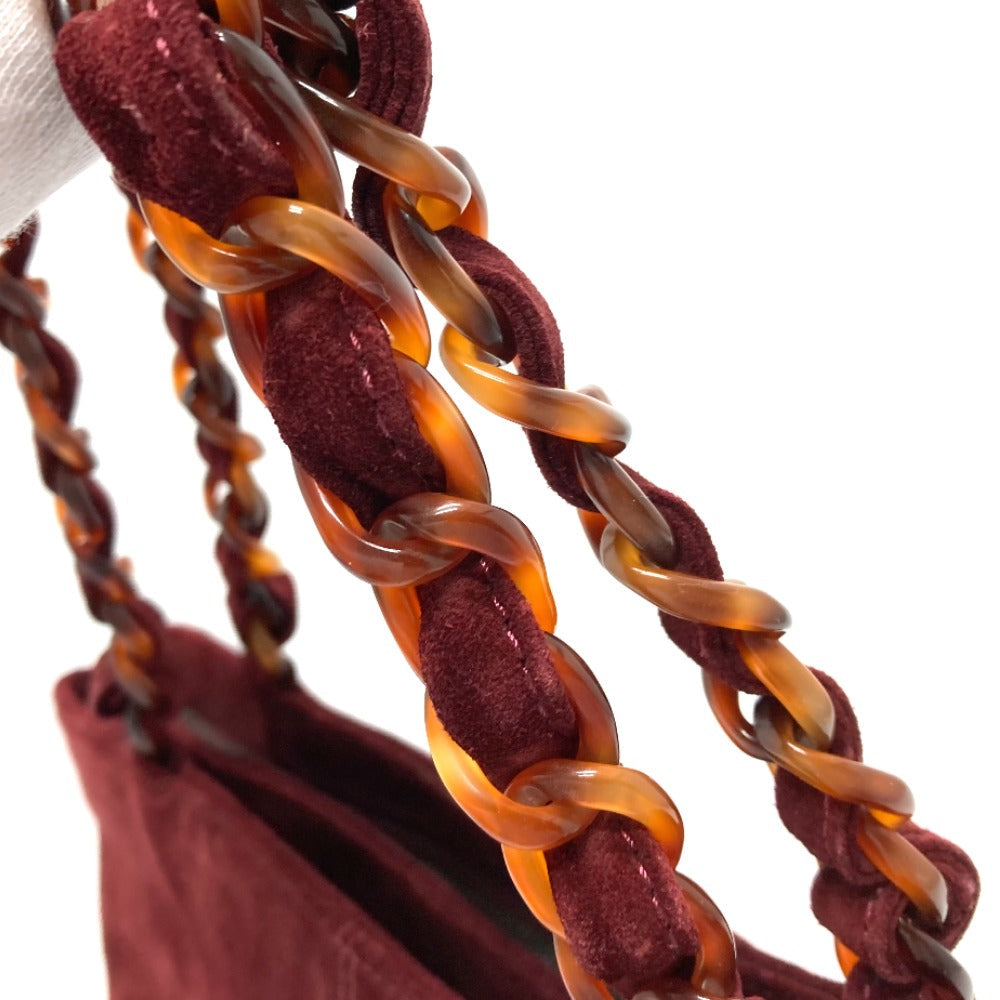 CHANEL Shoulder Bag suede Bordeaux CC COCO Mark Plastic Chain Women