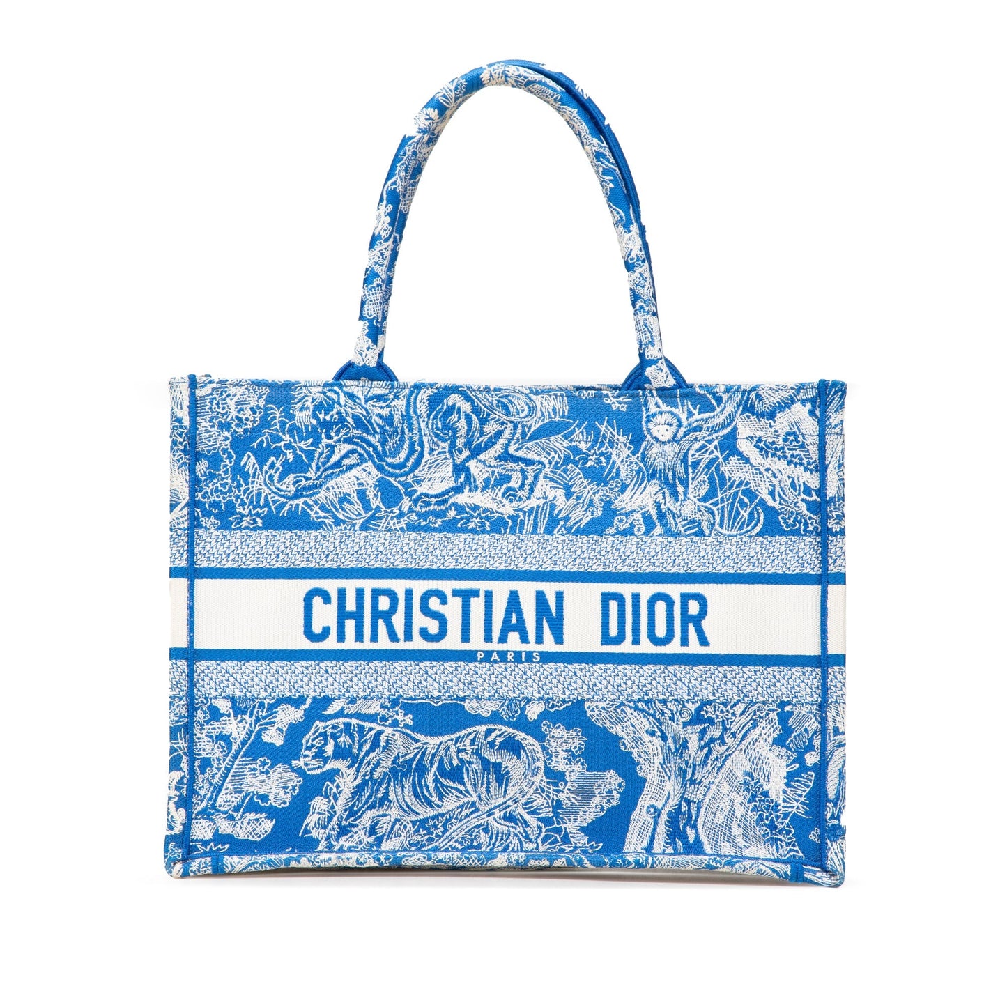 Dior Handbag iviera Toile De Jouy Book Tote Canvas Blue Medium Tote Bag