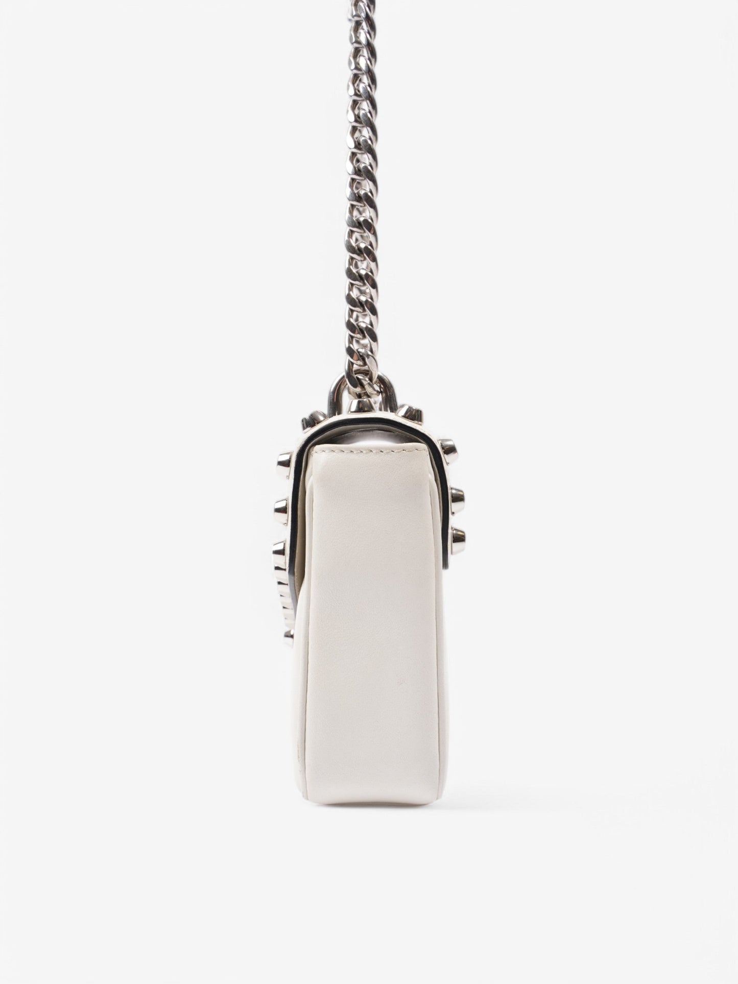Prada Studded Shoulder Bag Leather White