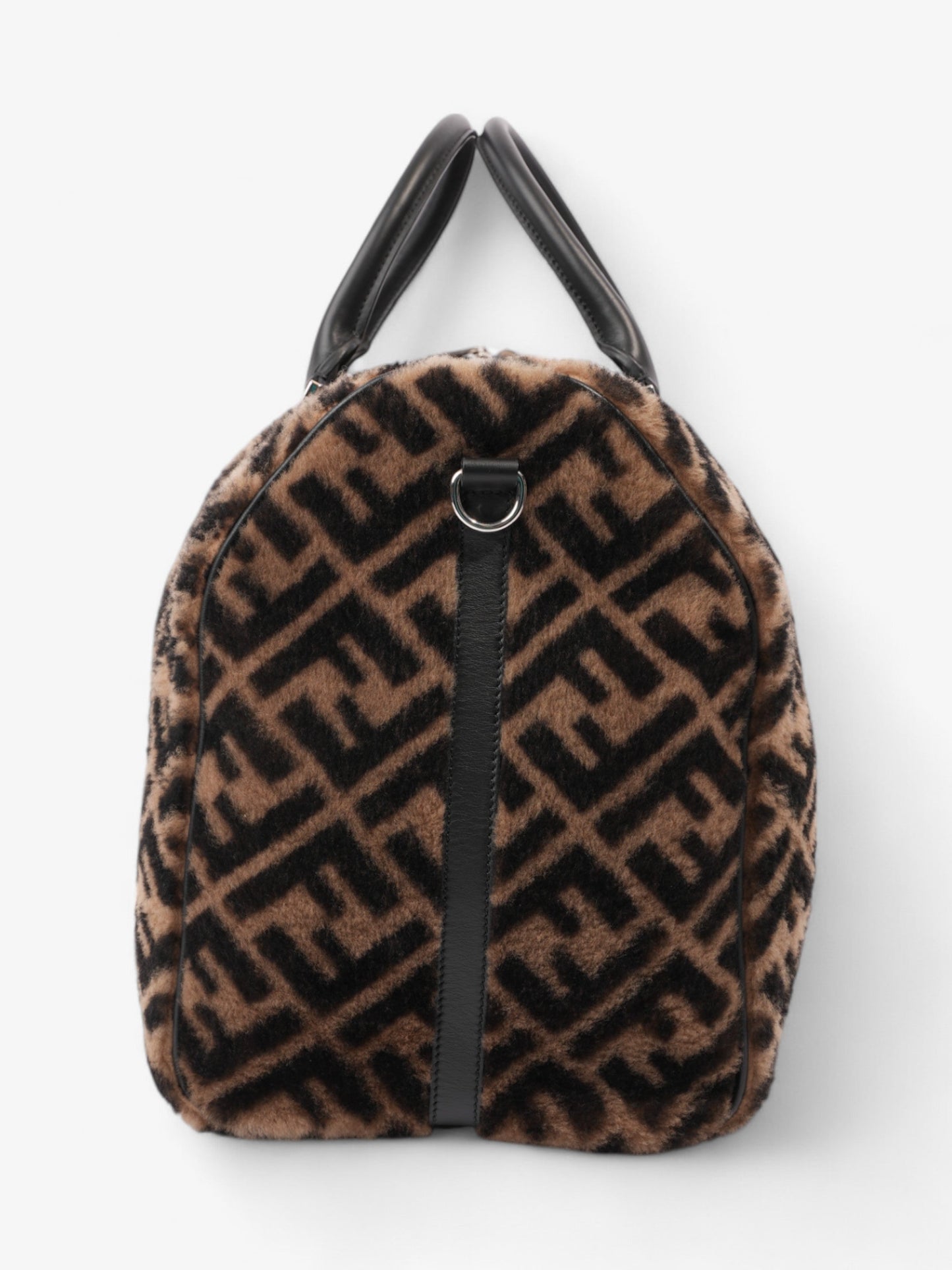 Fendi Forever Duffle Bag Shearling Black Brown Travel Bag