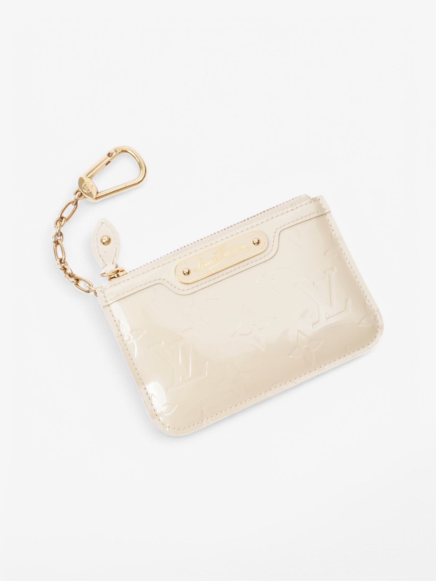 Louis Vuitton Cream Vernis Leather Key Pouch Wallet Case
