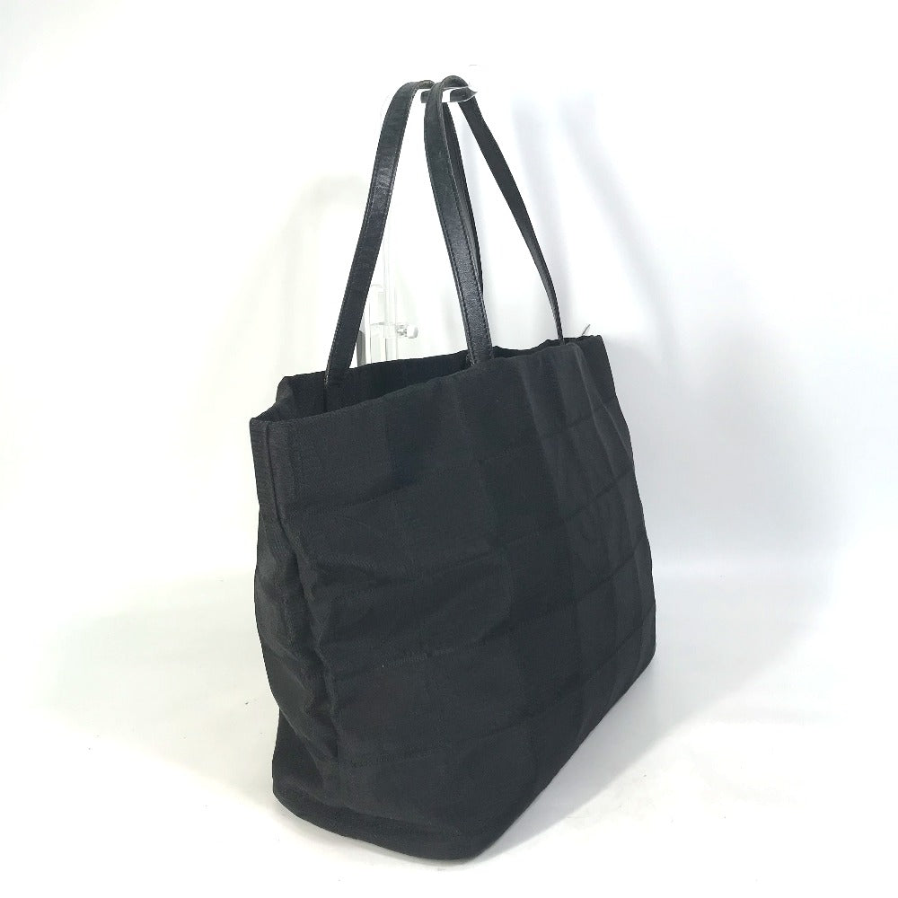 Chanel Nylon CC COCO Mark New Line Black MM Leather Travel Bag