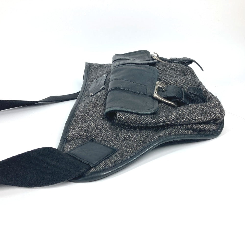 Burberry Sling Bag Wool Type Label Waist Bag Mens Leather Black Gray Crossbody Bag