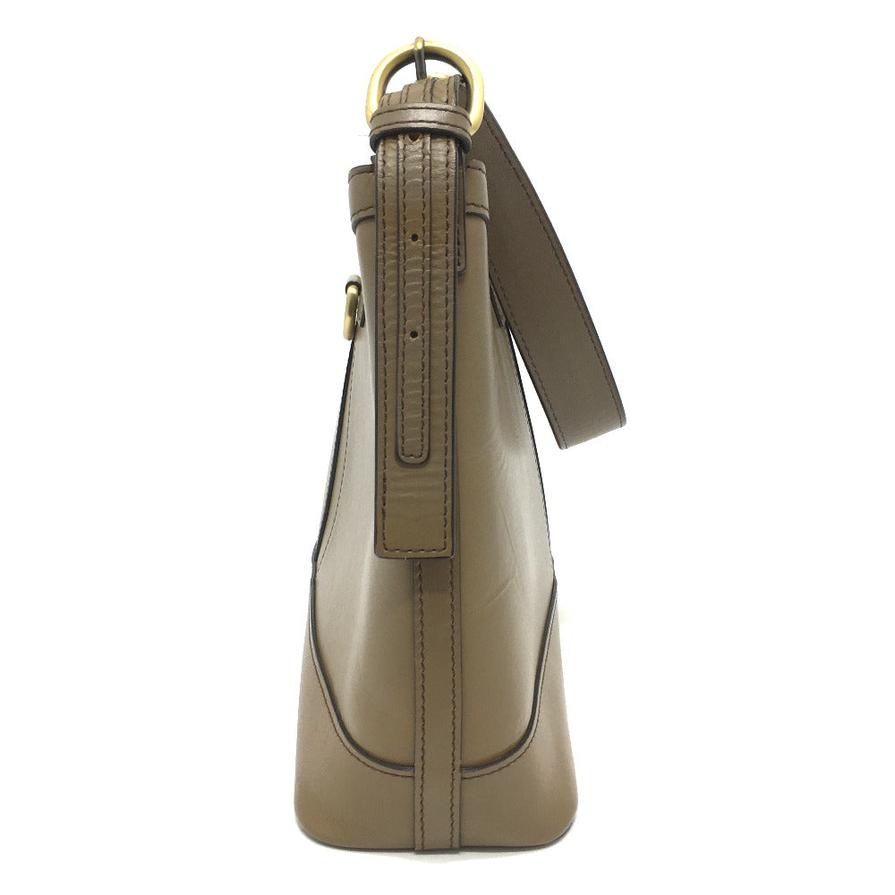 Burberry Shoulder Bag Inner Check One Belt Women Leather Brown