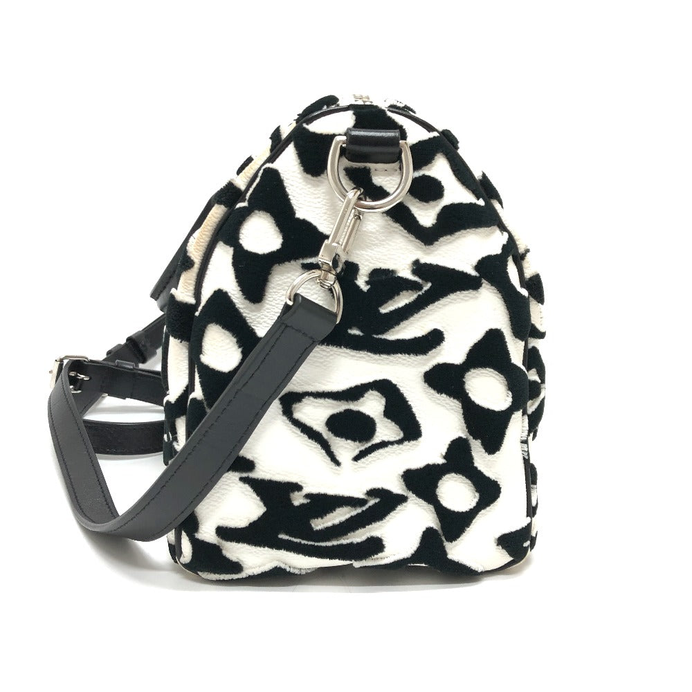 Louis Vuitton Boston Duffel M45563 White x Monogram Leather Canvas Black Travel Bag