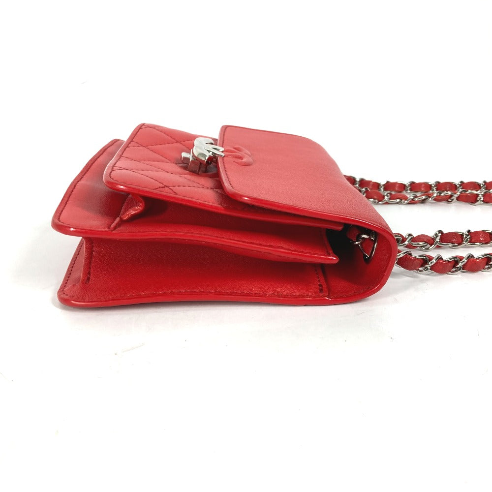 Chanel WChain Double CC COCO Mark Red Leather Shoulder Bag