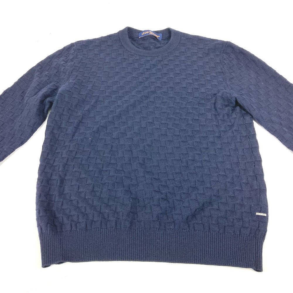 Louis Vuitton sweater Damier knit M Wool Navy Apparel