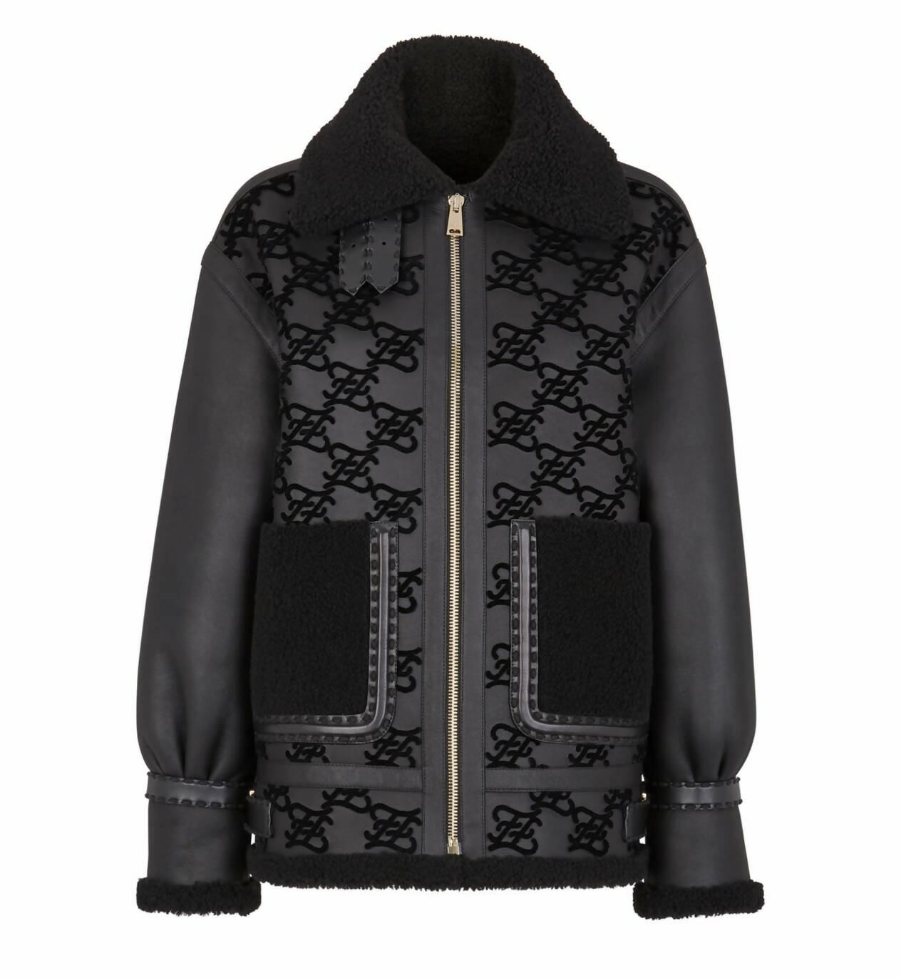 Fendi Handbag Jacket shearling jacket Black