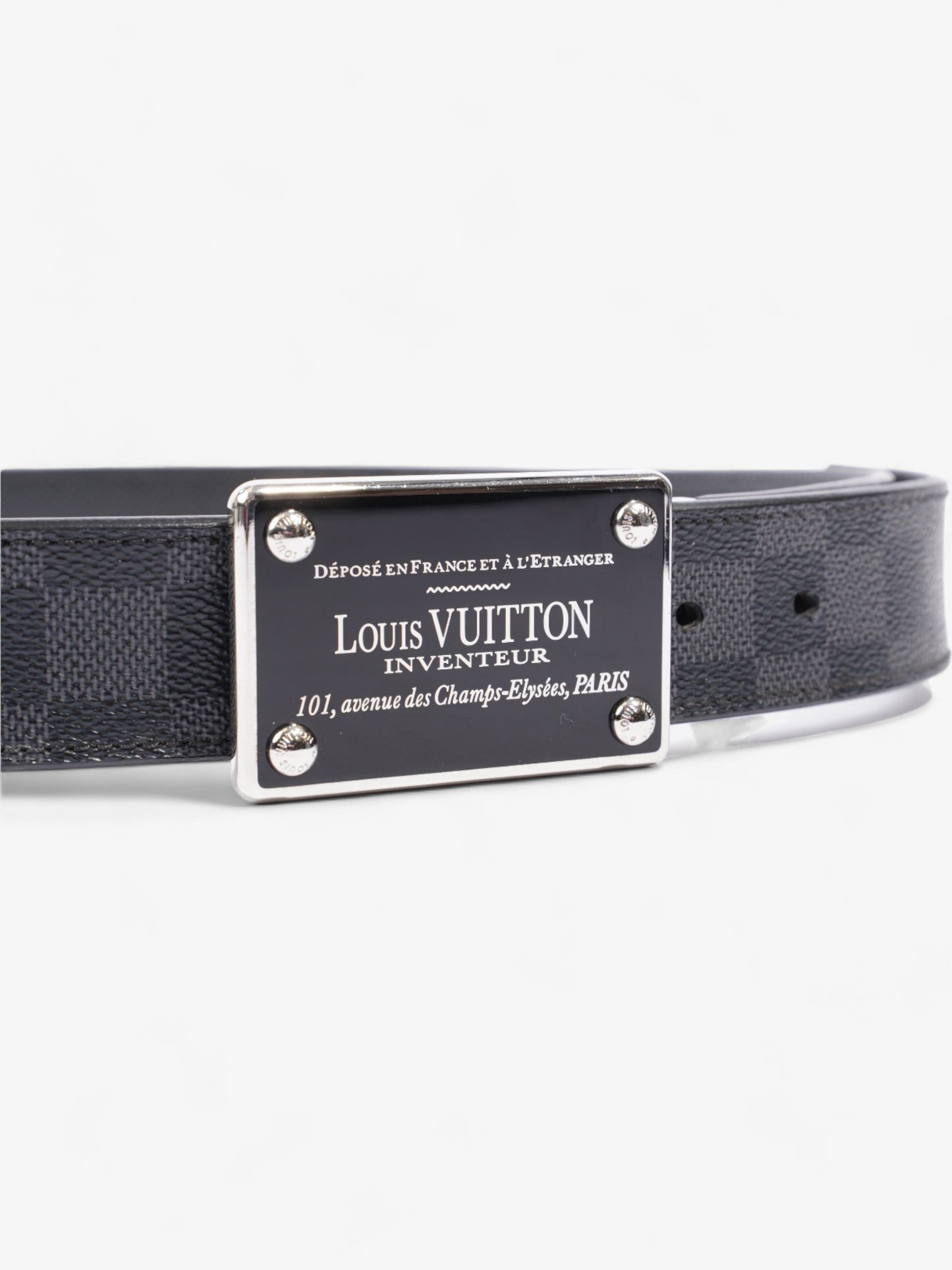 Louis Vuitton Inventeur Reversible Belt Graphite 95cm Damier Leather