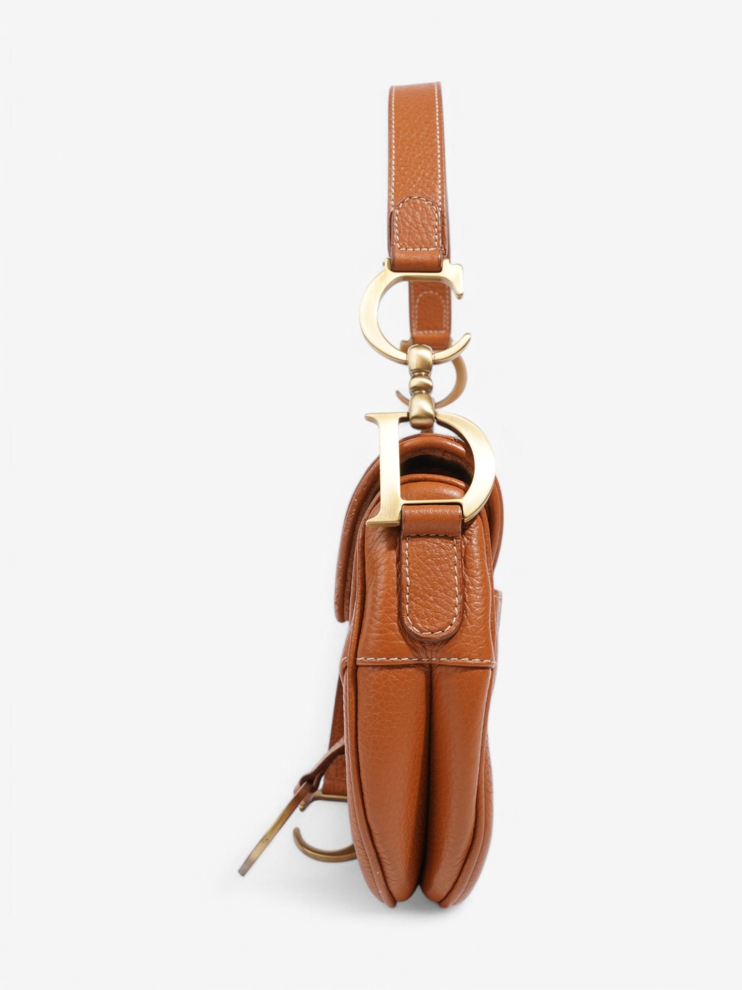 Dior Christian Double Saddle Bag Leather Tan Shoulder Bag