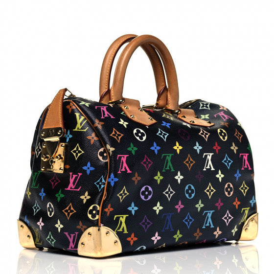 Louis Vuitton Speedy 30 Monogram Black Multicolor Handbag
