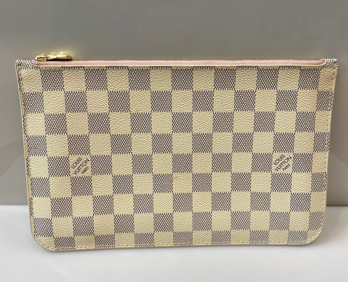 Louis Vuitton AZUR POCHETTE ROSE Damier Neverfull Tote Bag Rose Ballerine