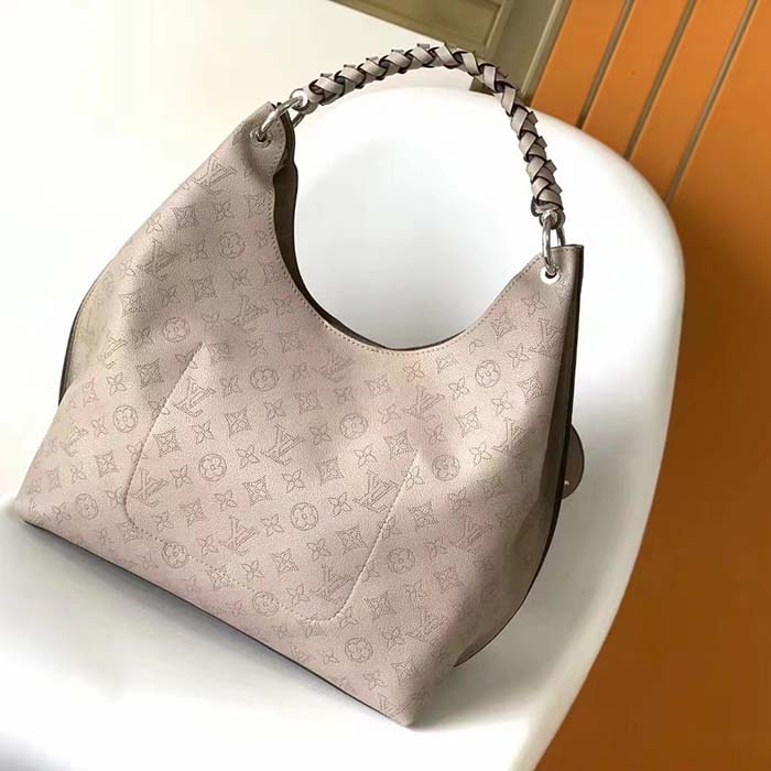 Louis Vuitton LV Women Carmel Hobo Bag Gris Souris Gray Mahina Perforated Calfskin Leather