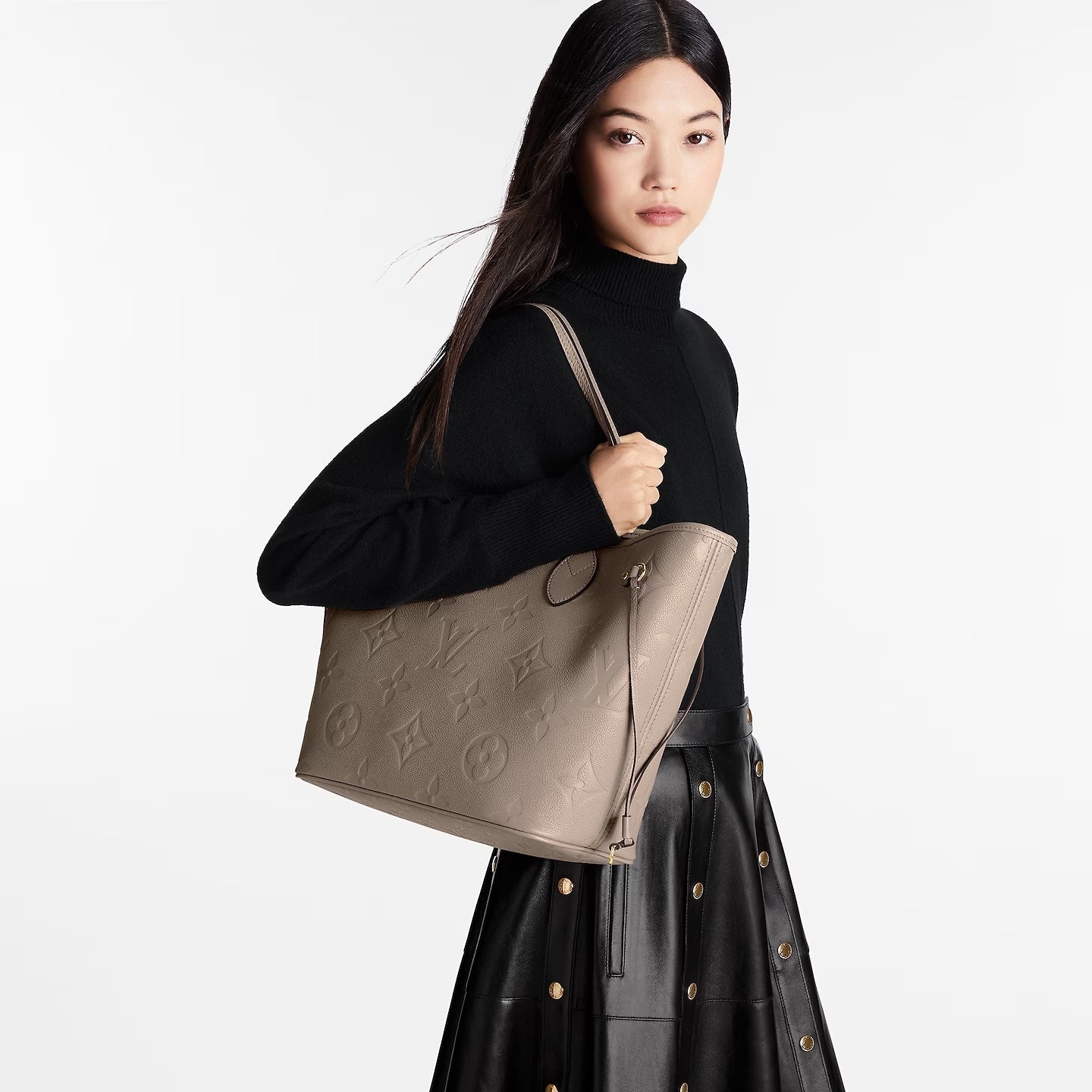 Louis Vuitton MM Monogram Empreinte Leather Neverfull Tote Bag