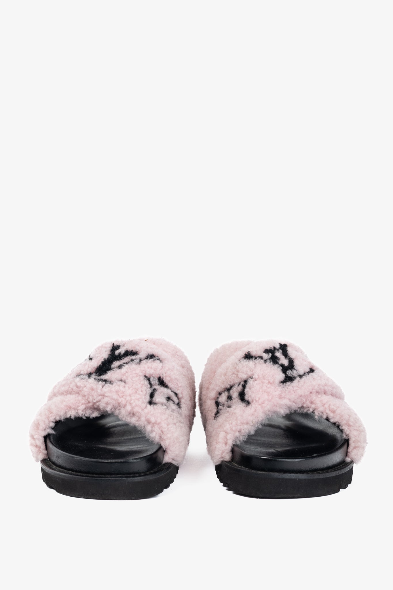Louis Vuitton Paseo Pink Shearling Monogram Slingback Sandals