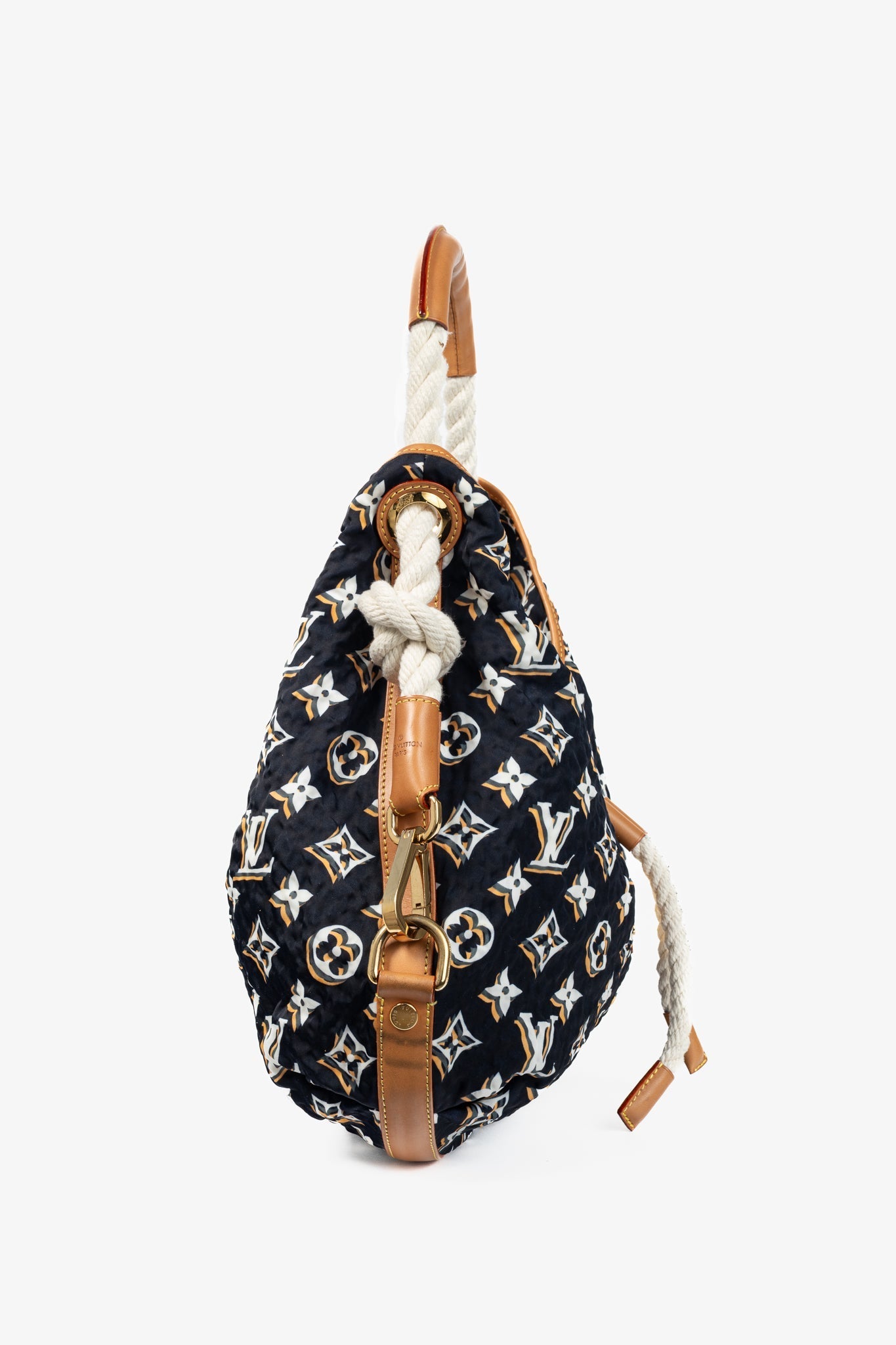 Louis Vuitton Cruise 2010 Bulles MM Navy Nylon Monogram Rope-Tassel Hobo Bag