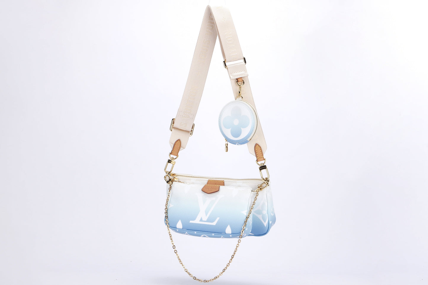 LOUIS VUITTON M57633 MULTI POCHETTE ACCESSORIES BLUE GIANT MONOGRAM CANVAS, WITH STRAP, CHAIN, DUST COVER & BOX