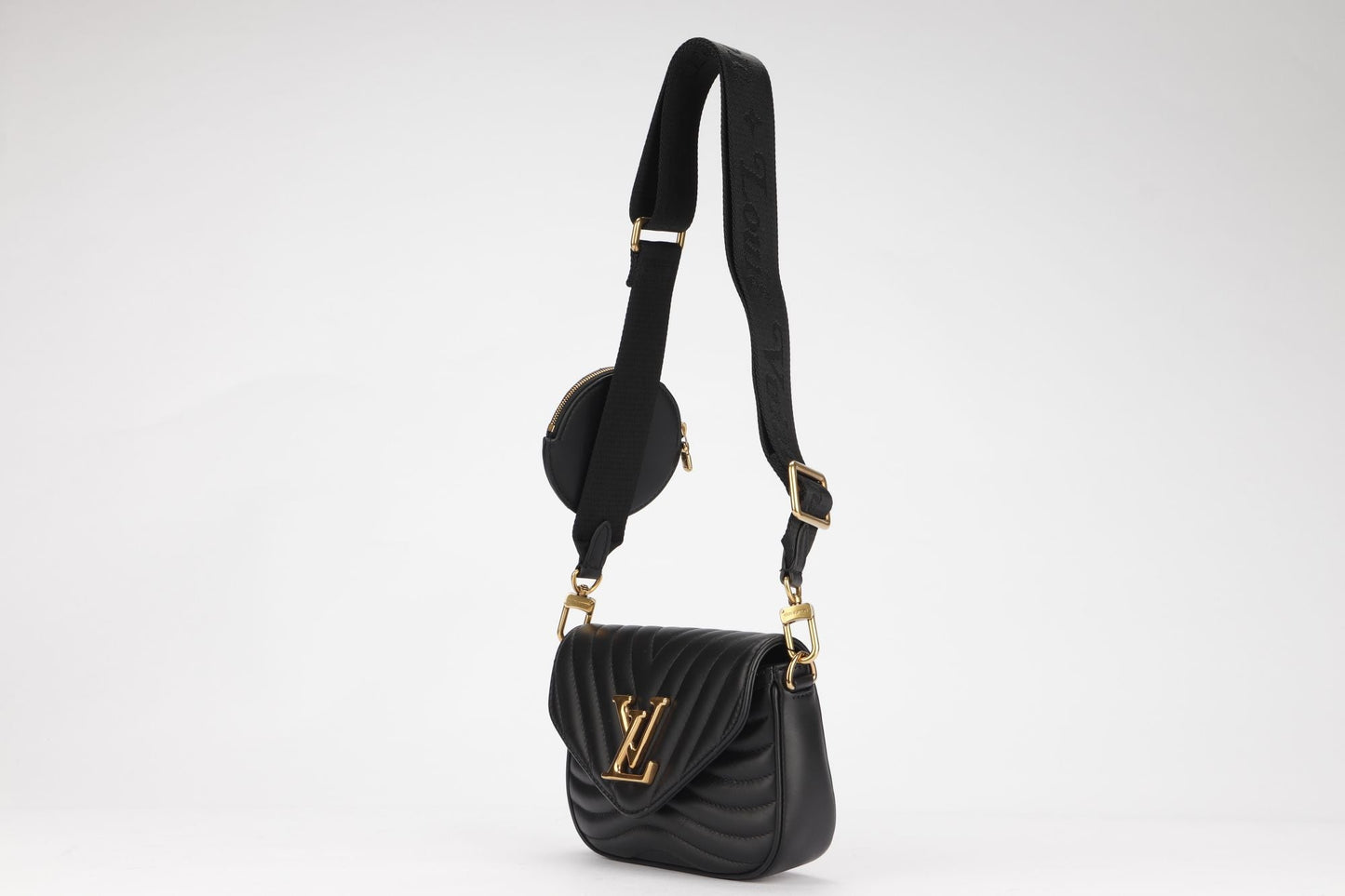 Louis Vuitton New Wave Multi Pochette (M56461) Noir Color, with Strap, Chain, Dust Cover & Box