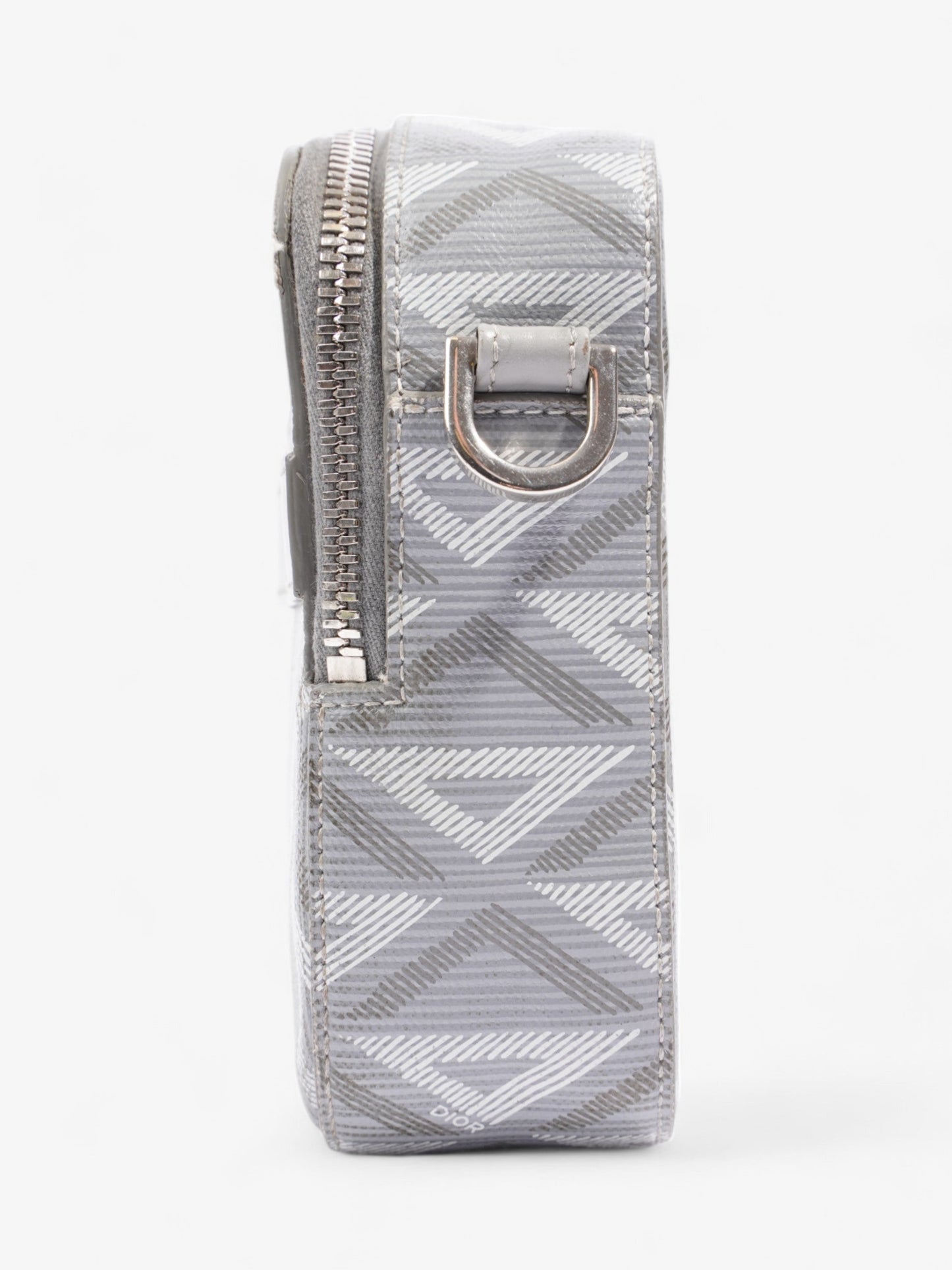 Dior Christian Cd Diamond Safari With Strap Grey Coated Canvas Gray Crossbody Bag