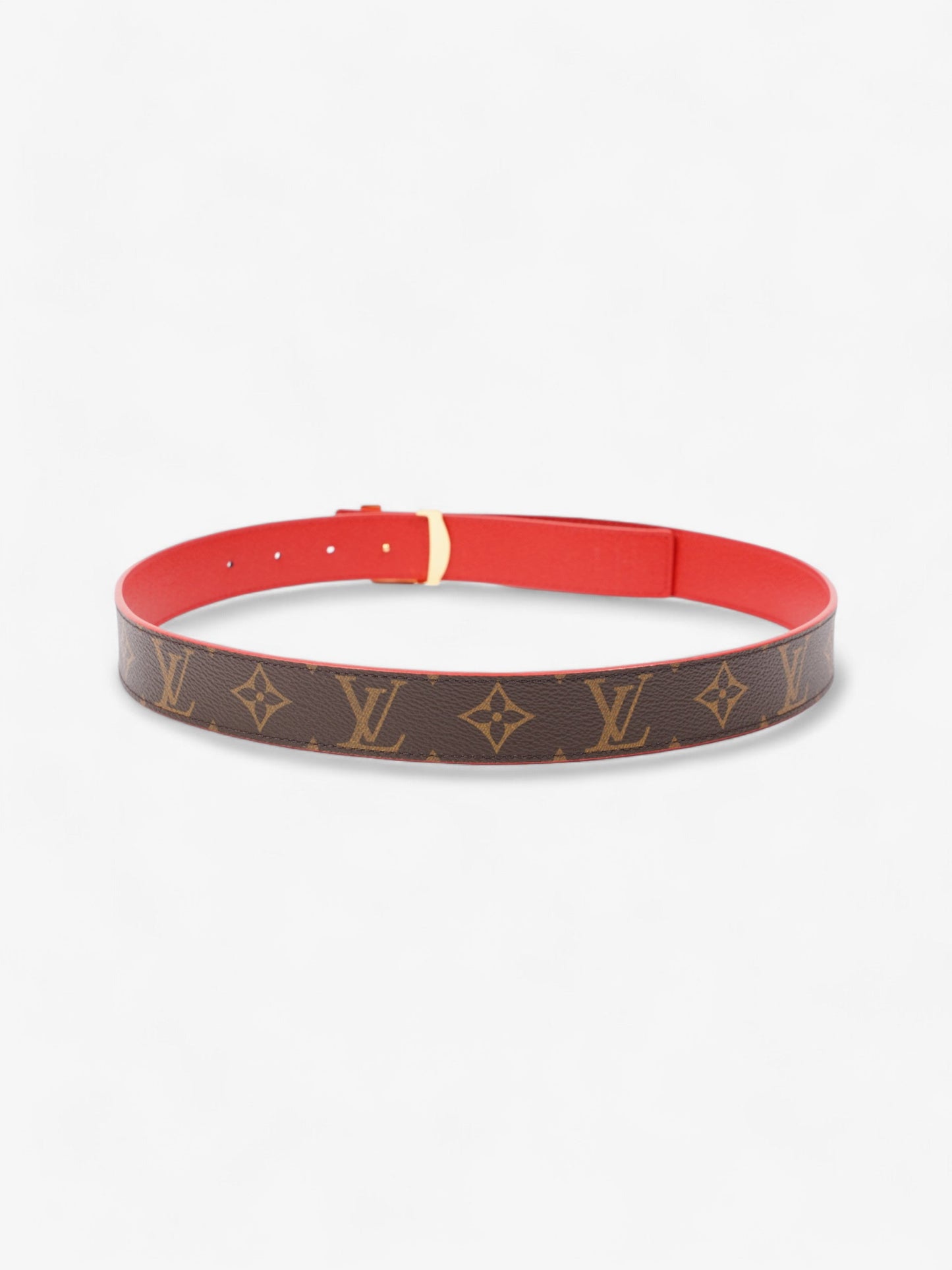Louis Vuitton Initials Reversible Belt Coated 80cm Monogram Canvas Coated Canvas Red Apparel