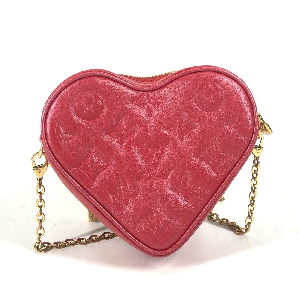 Louis Vuitton M80837 Heart on Monogram Leather Red Chain Shoulder Bag