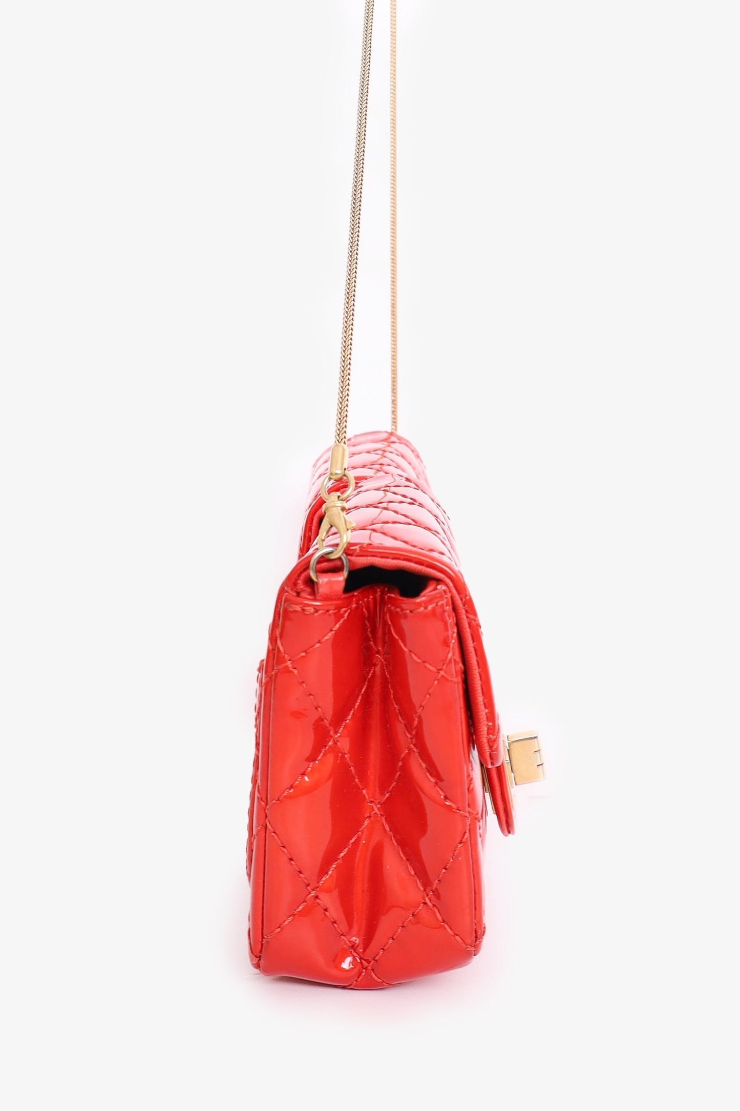 Chaneltm 2008 09 Red Patent Leather Double Sided Reissue Baguette Bag