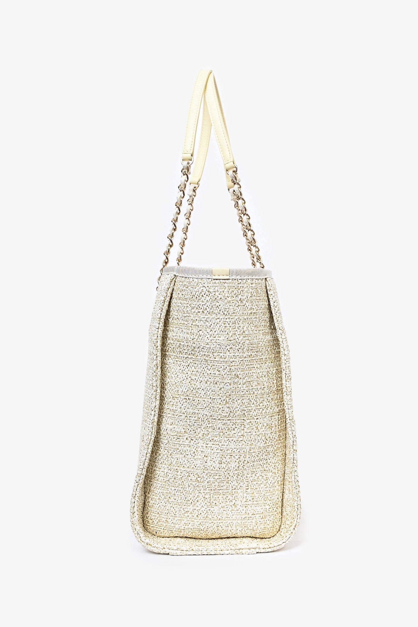 Chanel™ /22 Beige/Gold Metallic Tweed Small Deauville Shopping Tote