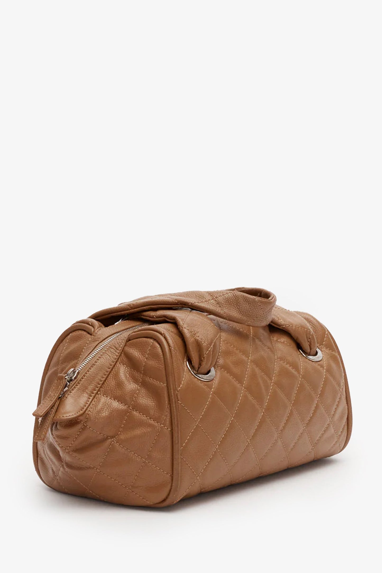 Chaneltm Brown Quilted Caviar Leather Timeless Bowler Keychain