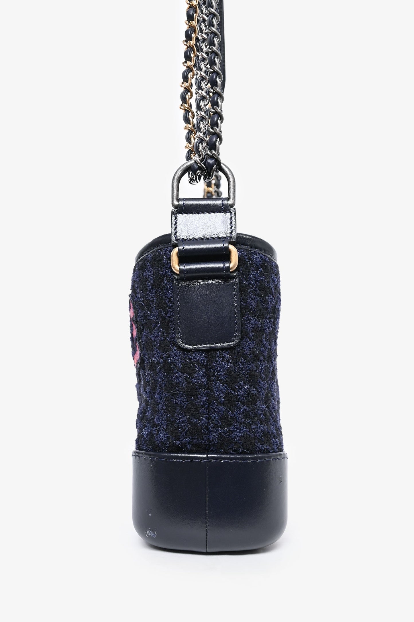Chaneltm 2017 Black Leather/navy Tweed Small Gabrielle (as Is) Women Shoes