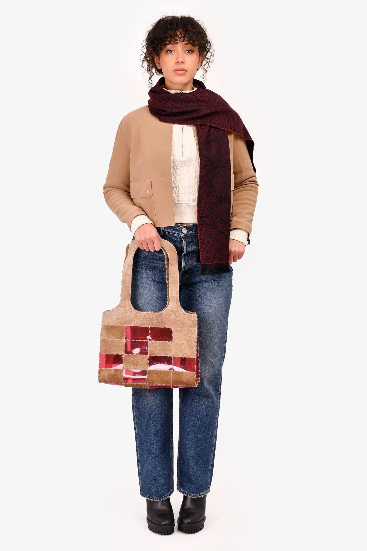 Chaneltm 1997/99 Pink/beige Suede Translucent Patchwork Tote (as Is)