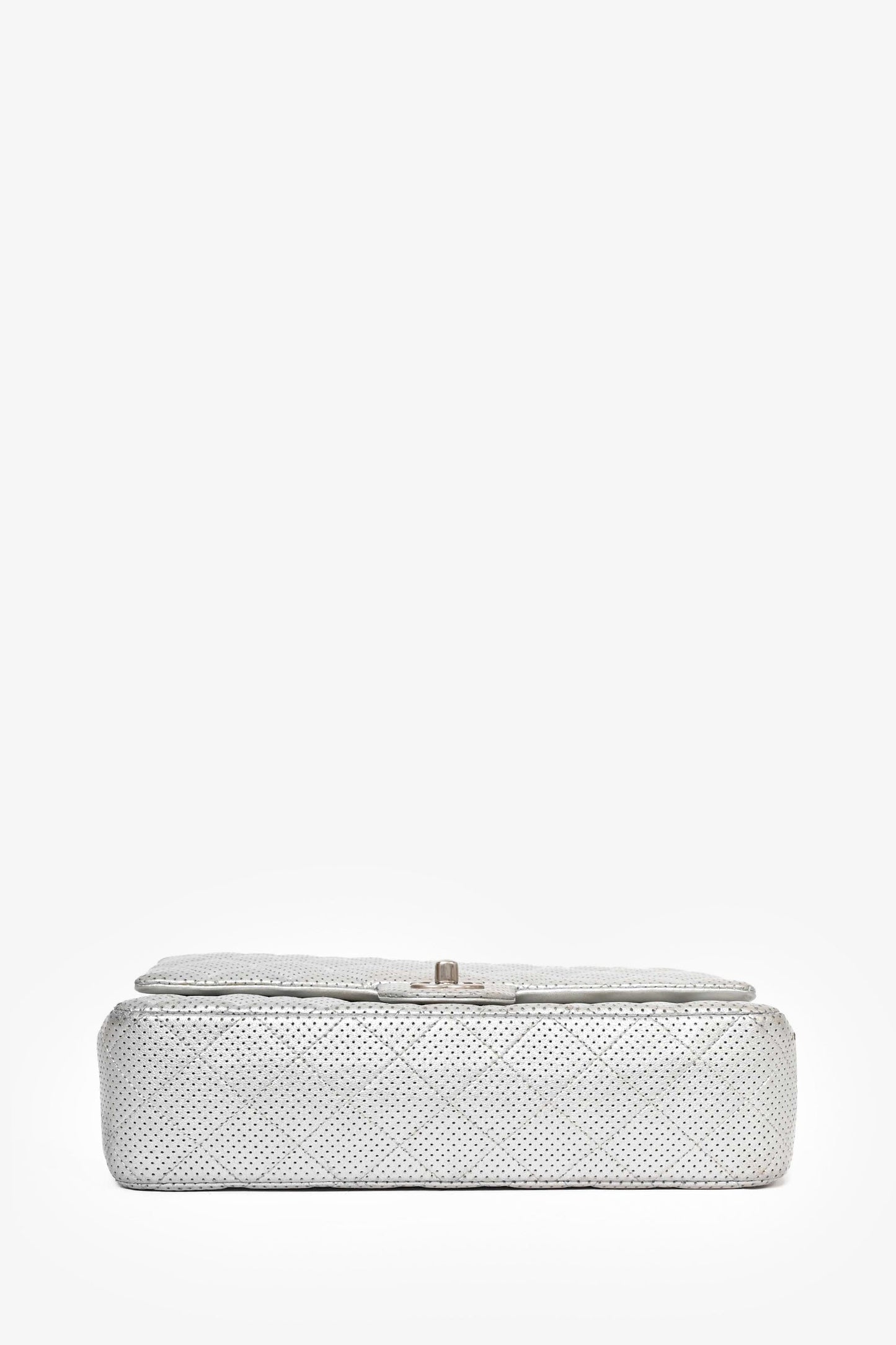Chaneltm 2014 Silver Perforated Leather Medium Double Flap Women Shoes