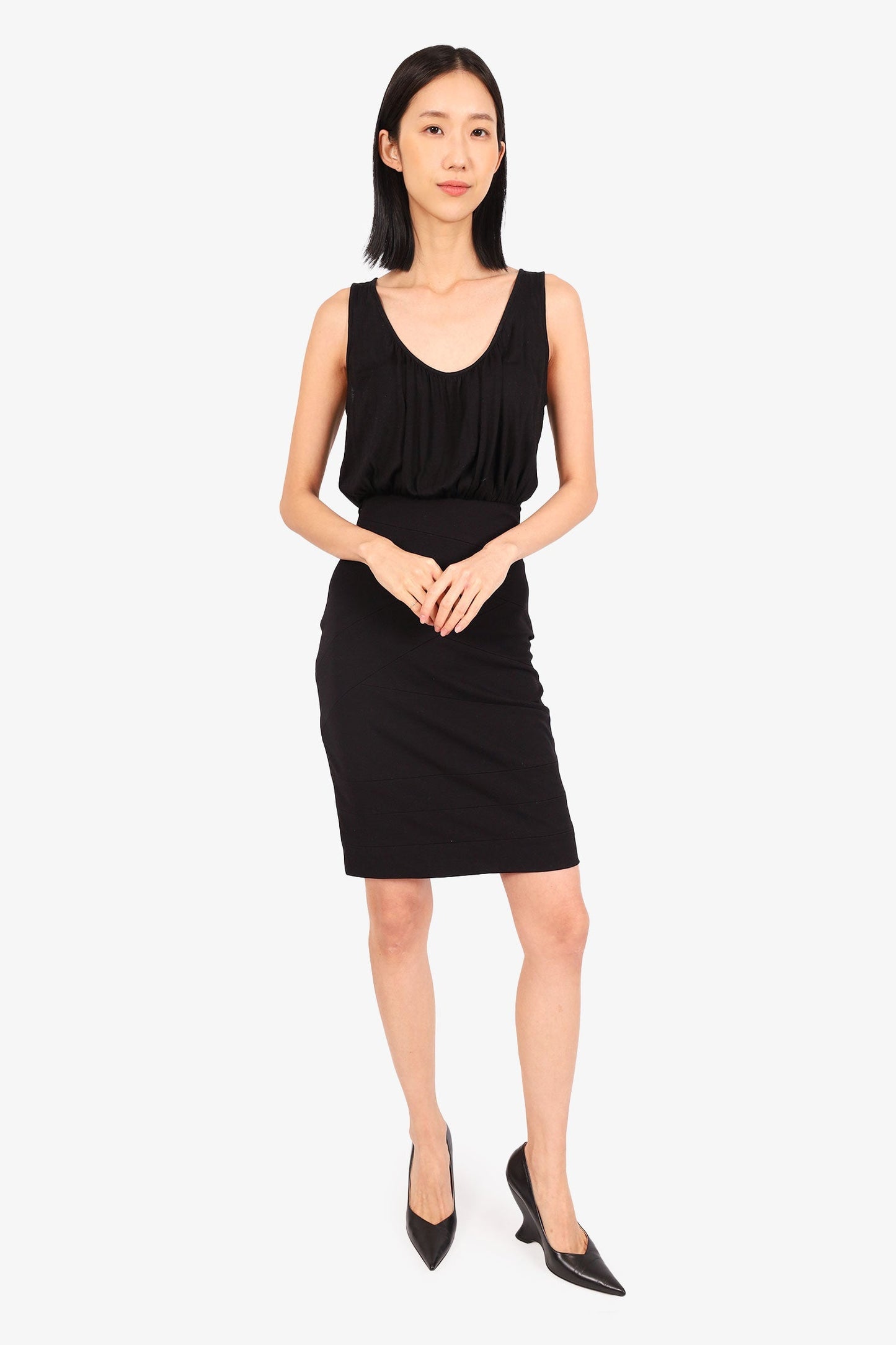 Fendi Handbag Sheer Bodycon Dress Black