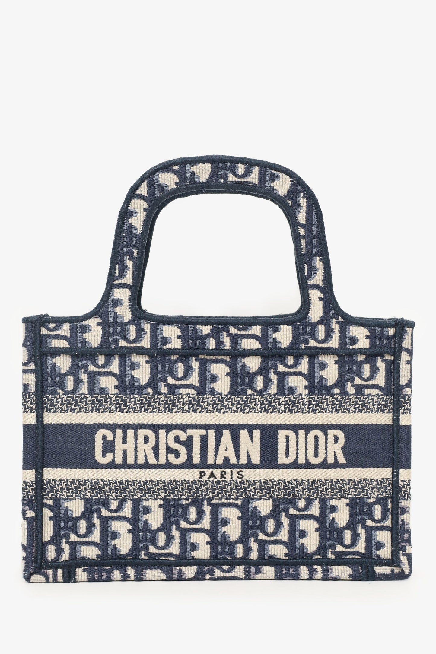 Dior Tote Bag Christian Oblique Book Tote Navy Mini