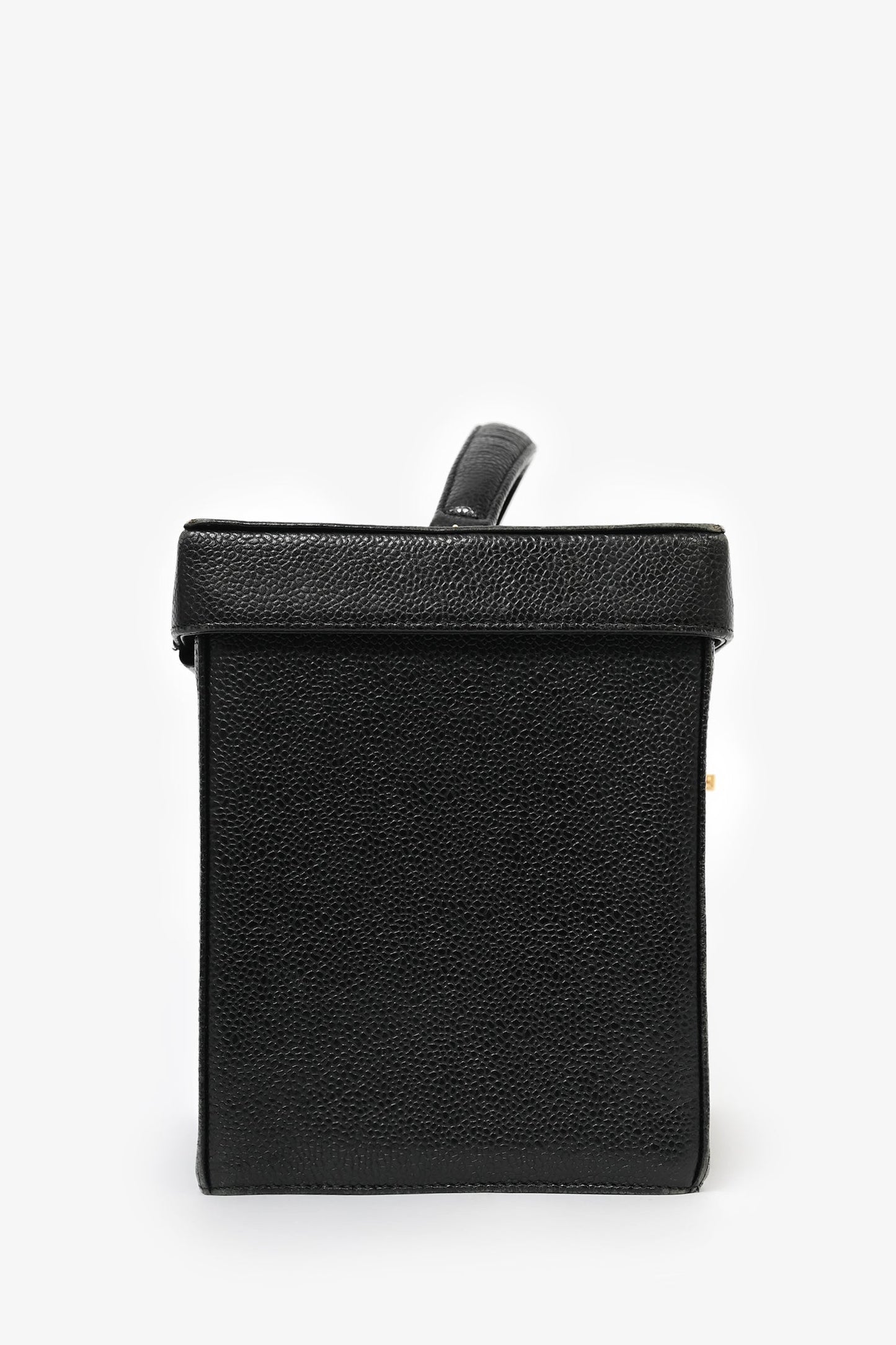 Chanel™ 1991-94 Black Caviar Leather CC Box Vanity Makeup Case with Chain Strap (As Is)
