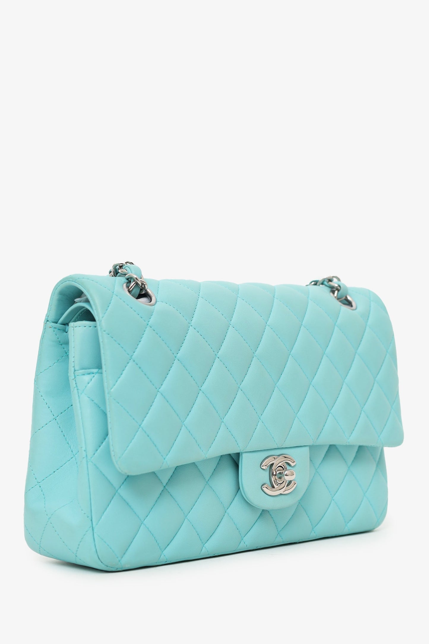 Chaneltm 2019 Turquoise Leather Quilted Double Flap (as Is) Handbag